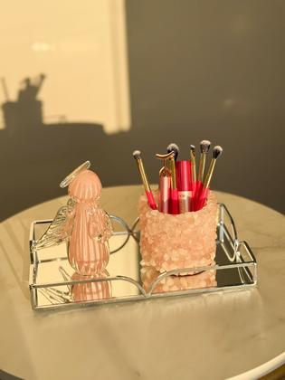 Imagem de Vaso Versátil Em Pedra Quartzo Rosa Rolado P - 8,5cm