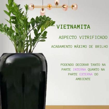 Imagem de Vaso Vietnamita Vitrificado Fibra Vidro 76cm Tamanho M Preto