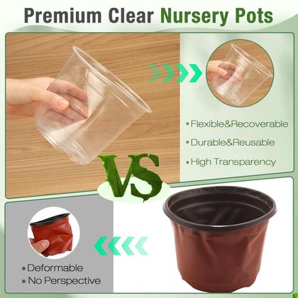 Imagem de Vasos de berçário transparentes Planter FUOAUYK 7"/8"/9", pacote com 9