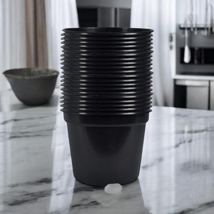 Imagem de Vasos Plasticos Rigido Resistente para plantas e flores Pote 15 Pretos de 1Litro - 20 unidades