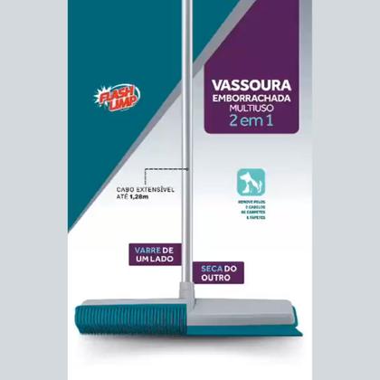 Imagem de Vassoura Emborrachada 2 Em 1 Rodo Multiuso de Silicone Tira Pelos Flash Limp FLP6132