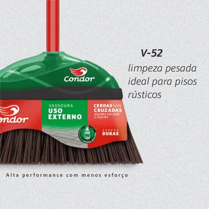 Imagem de Vassoura Multiuso Varre Fácil Com Cabo Cerdas Sintetica Cruzadas Agarra Melhor A Sujeira Condor