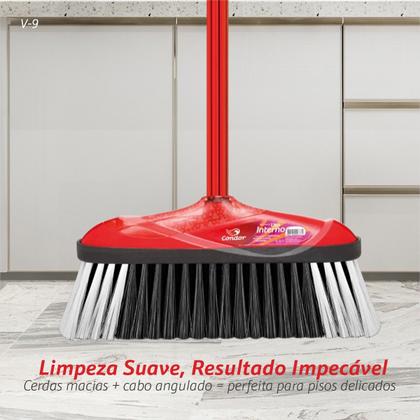 Imagem de Vassoura Multiuso Varre Fácil Com Cabo Cerdas Sintetica Cruzadas Agarra Melhor A Sujeira Condor