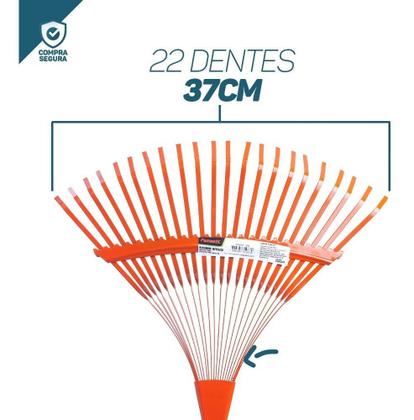 Imagem de Vassoura Para Jardim Metálica 22 Dentes S/cabo Rastelo Grama Limpeza Eficiente