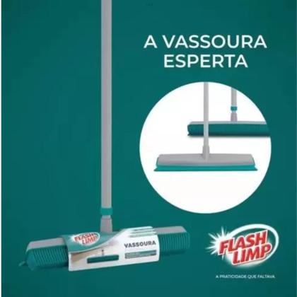 Imagem de Vassoura Rodo 2 em 1 Multiuso Varre Seca e Tira Pelos Emborrachada Silicone Flash Limp FLP6132