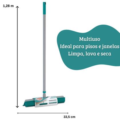 Imagem de Vassoura Rodo 2 em 1 Multiuso Varre Seca e Tira Pelos Emborrachada Silicone Flash Limp FLP6132
