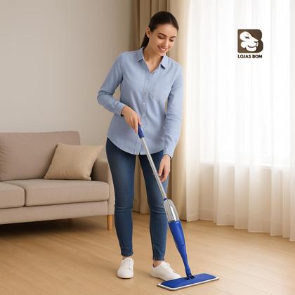 Imagem de Vassoura Rodo Magico Mop Spray Giratório Com Reservatório Rodo De Limpeza Esfregão Microfibra Lavável