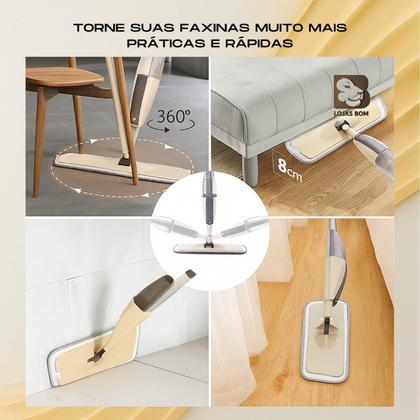 Imagem de Vassoura Rodo Magico Mop Spray Giratório Com Reservatório Rodo De Limpeza Esfregão Microfibra Lavável