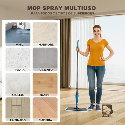 Imagem de Vassoura Rodo Magico Mop Spray Giratório Com Reservatório Rodo De Limpeza Esfregão Microfibra Lavável