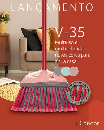 Imagem de Vassoura Varre Fácil Multiuso Cinza Cerdas Plumadas S/ Cabo