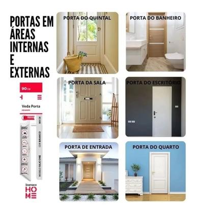 Imagem de Veda Porta Adesivo 3M Silicone Rodo 100cm Protetor Frestas Branco Stamaco