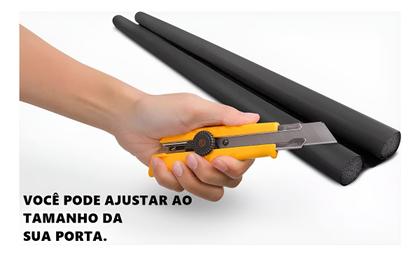 Imagem de Veda Porta Ajustável Impermeável Rolinho Para Insetos Protetor Cor Preto Fosco 100 cm