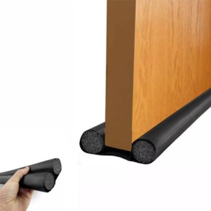 Imagem de Veda Porta Ajustável Impermeável Rolinho Para Insetos Protetor Cor Preto Fosco 100 cm