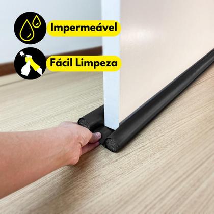 Imagem de Veda Porta Pó Rolinho 80cm Protetor Impermeável Ajustável Vedação Sem Costura Proteção Contra Insetos