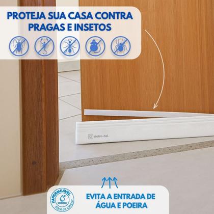 Imagem de Veda Porta Rodinho Adesivo Branco Protetor de Porta Contra Insetos Impermeável 80cm BemPrat