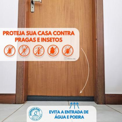 Imagem de Veda Porta Rodinho Adesivo Protetor de Porta Contra Insetos Impermeável Preto 80cm BemPrat