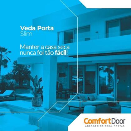 Imagem de Veda Porta Slim 150cm Preto Protetor De Frestas Rodo Silicone Adesivo 3M Comfort Door