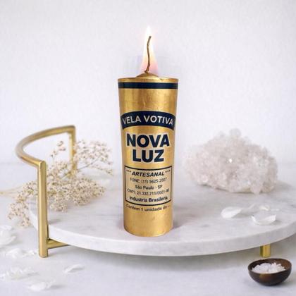 Imagem de Vela 7 Dias Dourada Nova Luz  Prosperidade, Sucesso e Energia Espiritual