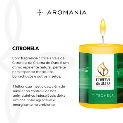 Imagem de Vela Citronela Repelente Aromatização de Ambiente 60g Chama de Ouro