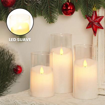 Imagem de Vela De Led Decorativa Artificial Transparente Eletrônica
