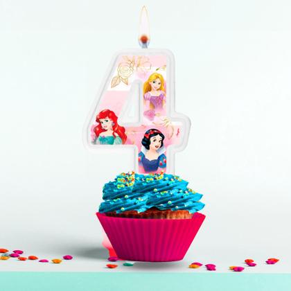 Imagem de Vela decoração Princesas Disney Número 4 festa Aniversário