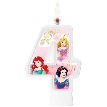 Imagem de Vela decoração Princesas Disney Número 4 festa Aniversário