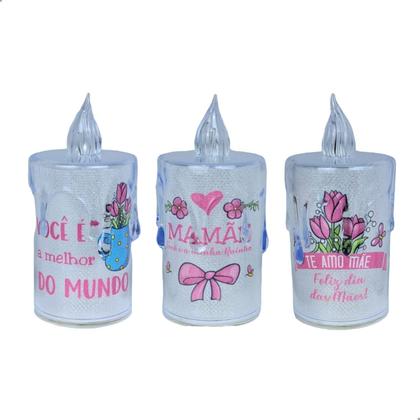 Imagem de Vela Decorativa Led A Pilhas Frases Dia Das Mães Ilumina Decora