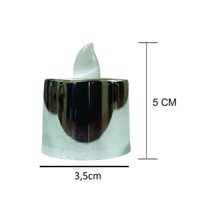Imagem de Vela Led À Bateria Decorativa Metalizada Prata C/ 2 Peças