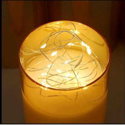Imagem de Vela LED Fio De Fada Decorativas Cordão de Luz Estilo Retro em Vidro Champanhe Luminaria HM232