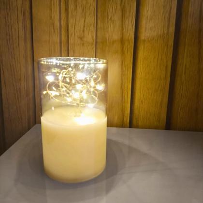 Imagem de Vela LED Fio De Fada Decorativas Cordão de Luz Retro em Vidro Champanhe Cordão de Luz LED HM232