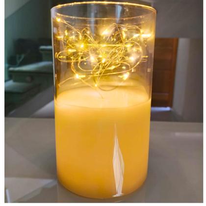 Imagem de Vela LED Fio De Fada Decorativas Cordão de Luz Retro em Vidro Champanhe Cordão de Luz LED HM232