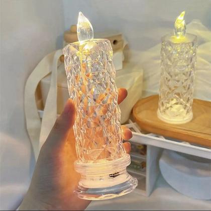 Imagem de Vela LED Luz Eletrônica Cristal Acrílico 19cm Transparente