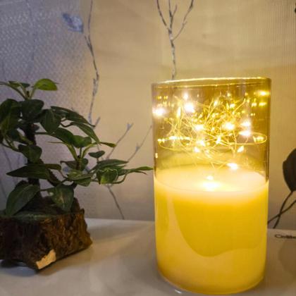 Imagem de Vela Luminaria LED Fio De Fada Decorativas Cordão de Luz em Vidro Champanhe Decoração HM233