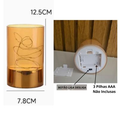 Imagem de Vela Luminaria LED Fio De Fada Decorativas Cordão de Luz em Vidro Champanhe Decoração HM233