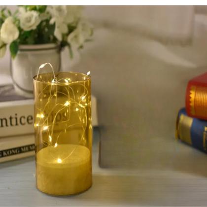 Imagem de Vela Luminaria LED Fio De Fada Decorativas Cordão de Luz Estilo Retro em Vidro Champanhe HM233
