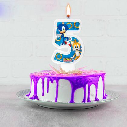 Imagem de Vela número 5 decoração festa Sonic aniversário