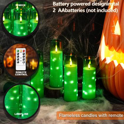 Imagem de Velas de pilar sem chama de LED verde Eebuss, 7 unidades com controle remoto