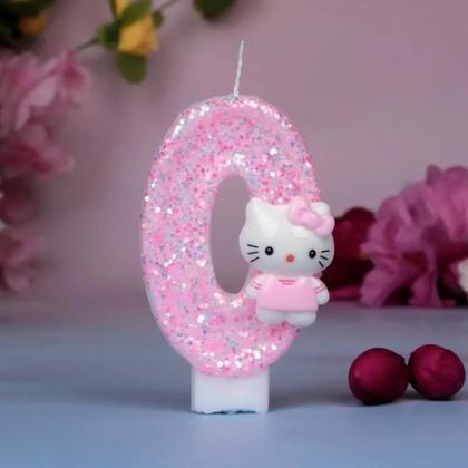 Imagem de Velas Digitais Kawaii Hello Kitty Com Padrão De Desenho Animado Para Decoração De Bolos De