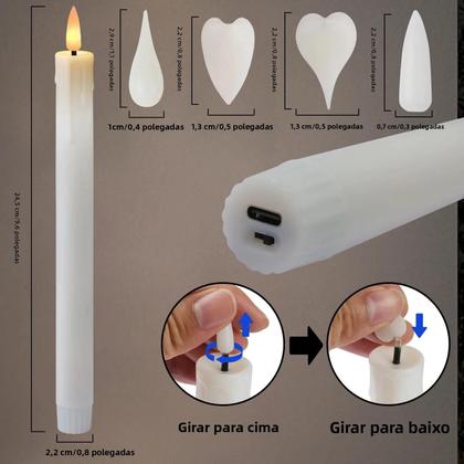 Imagem de Velas Recarregáveis Sem Chama Com Controle Remoto E Temporizador, Pacote Com 6/12 Para Decoração De