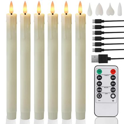 Imagem de Velas Recarregáveis Sem Chama Com Controle Remoto E Temporizador, Pacote Com 6/12 Para Decoração De