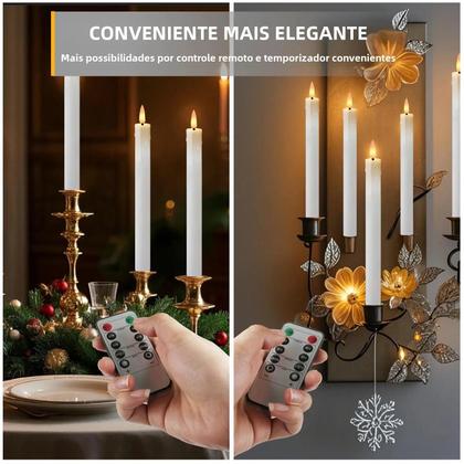 Imagem de Velas Recarregáveis Sem Chama Com Controle Remoto E Temporizador, Pacote Com 6/12 Para Decoração De