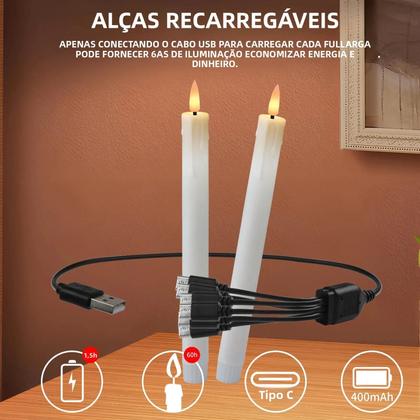 Imagem de Velas Recarregáveis Sem Chama Com Controle Remoto E Temporizador, Pacote Com 6/12 Para Decoração De