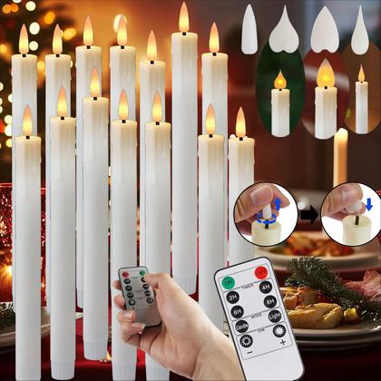 Imagem de Velas Recarregáveis Sem Chama Com Controle Remoto E Temporizador, Pacote Com 6/12 Para Decoração De