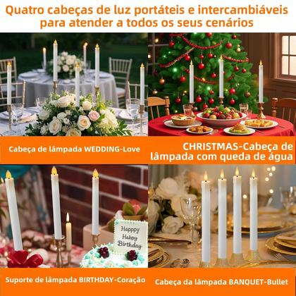 Imagem de Velas Recarregáveis Sem Chama Com Controle Remoto E Temporizador, Pacote Com 6/12 Para Decoração De