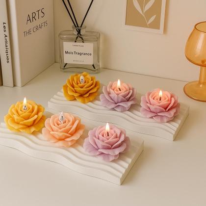 Imagem de Velas Rosa Kit 5 Flor decoração festa lembrancinha casamento eventos 30g mesa jantar romântico premium padrinho