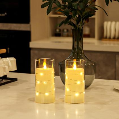 Imagem de Velas sem chama Aignis LED com temporizador remoto, conjunto de 2 marfim