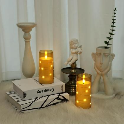 Imagem de Velas sem chama Aignis LED com temporizador remoto, conjunto de 2 marrons