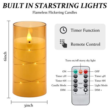 Imagem de Velas sem chama Aignis LED com temporizador remoto, conjunto de 2 marrons