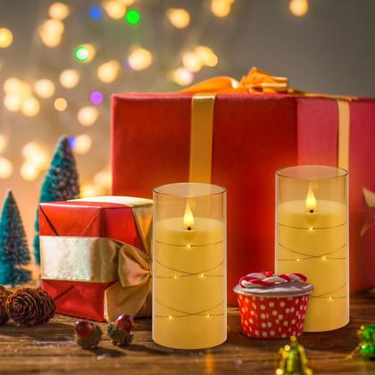 Imagem de Velas sem chama Aignis LED com temporizador remoto, conjunto de 2 marrons