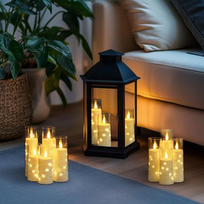 Imagem de Velas sem chama Homemory com Star String Fairy Lights, 12 unidades